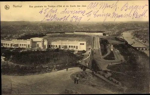 Ak Namur Wallonien, Vue generale du Theatre d'Ete et du Stade des Jeux