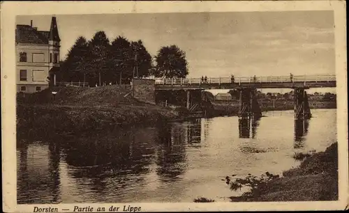 Ak Dorsten in Westfalen, Partie an der Lippe, Brücke