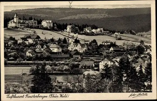 Ak Finsterbergen Friedrichroda Thüringen, Blick auf den Ort, Wald, Kurhaus