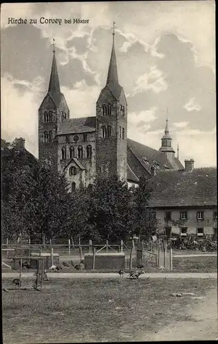 Ak Höxter in Nordrhein Westfalen, Corvey, Kirche, Außenansicht