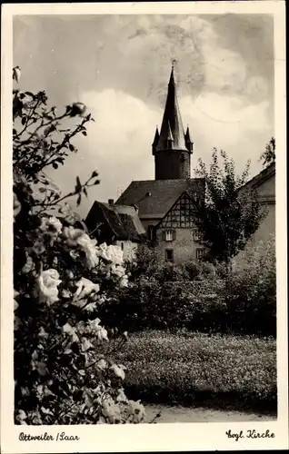 Ak Ottweiler im Saarland, Evangl. Kirche, Außenansicht