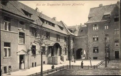 Ak Holsterhausen Essen Ruhrgebiet, Siedlung Alfredshof, Kruppsche Kolonie, Mütter, Kinder