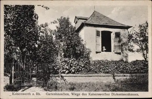 Ak Kaiserswerth Düsseldorf am Rhein, Gartenhäuschen, Wiege des Kaiserswerther Diakonissenhauses