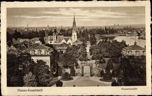 Ak Kesselstadt Hanau am Main, Gesamtansicht, Kirche