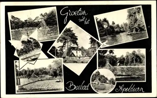 Ak Apeldoorn Gelderland, See, Freibad, Gebäude, Bosbad