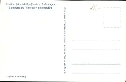 Ak Schwarzpfütz Polesí Rynoltice Finkendorf Region Reichenberg, Gesamtansicht