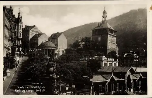 Ak Karlovy Vary Karlsbad Stadt, Marktplatz