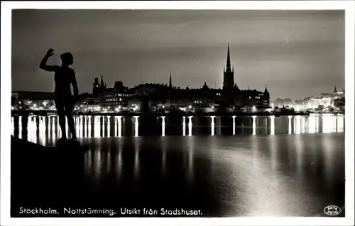 Ak Stockholm Schweden, Stadshuset, Nattstämning