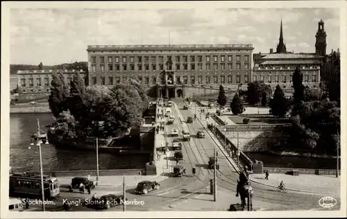 Ak Stockholm Schweden, Kungl. Slottet, Schloss, Schlossbrücke