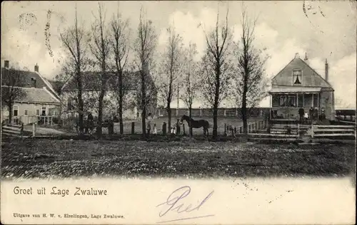 Ak Lage Zwaluwe Nordbrabant, Ortsansicht, Häuser, Pferd