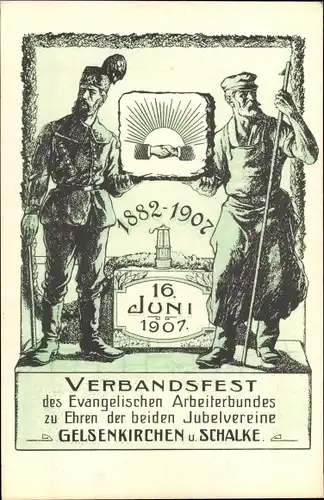 Künstler Ak Schalke Gelsenkirchen im Ruhrgebiet, Verbandsfest des ev. Arbeiterbundes 1907