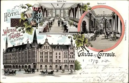 Litho Cottbus in der Niederlausitz, Hotel Weiße Taube, Saal, Restaurant