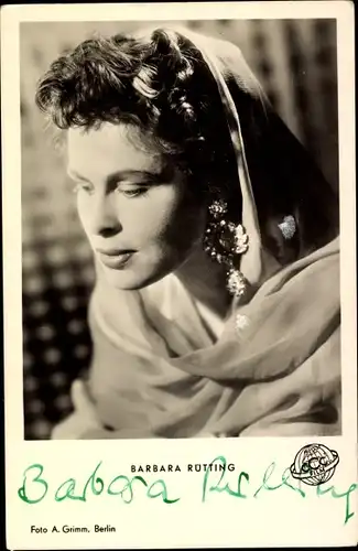 Ak Schauspielerin Barbara Rütting, Portrait, Autogramm, Die Spur führt nach Berlin