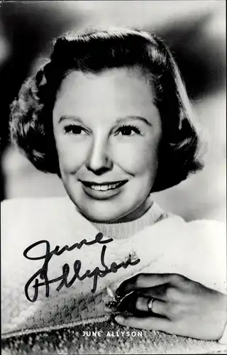 Ak Schauspielerin June Allyson, Portrait, Ring