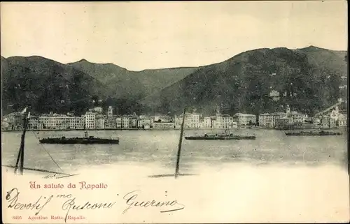 Ak Rapallo Liguria, Ort vom Wasser aus gesehen