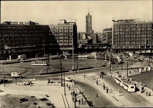 Ak Berlin Mitte, Alexanderplatz, Verkehr, Rathaus, Sparkasse der Stadt Berlin