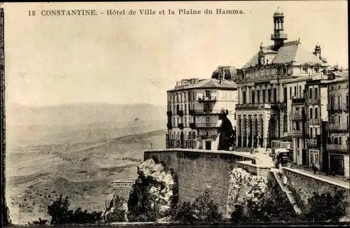 Ak Constantine Algerien, Hotel de Ville et la Plaine du Hamma