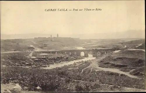 Ak Kasbah Tadla Marokko, Pont sur l'Oum er Rebia