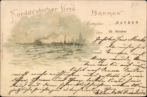 Litho Dampfer Bremen, Norddeutscher Lloyd