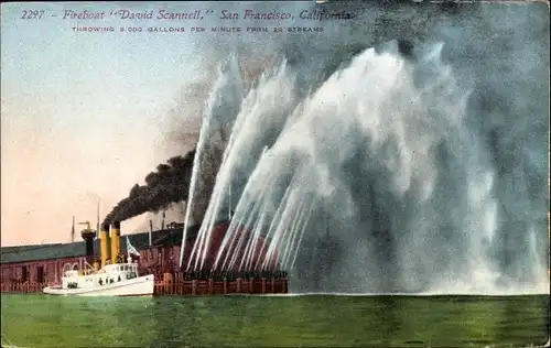Ak San Francisco Kalifornien USA, Fireboat David Scannell