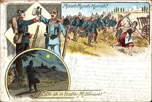 Litho Steh ich in finstrer Mitternacht, Marsch Hurrah