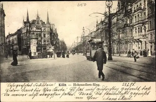 Ak Köln am Rhein, Hohenzollernring, Straßenbahn, Passanten, Litfaßsäule