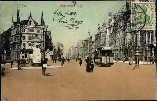 Ak Köln am Rhein, Hohenzollernring, Straßenbahn, Passanten, Litfaßsäule