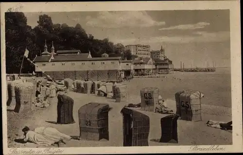 Ak Sassnitz auf Rügen, Strandleben, Strandkörbe, Badeanstalt