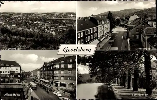 Ak Gevelsberg im Ruhrgebiet, Panorama, Mittelstraße, Seufzerallee, Ennepebrücke