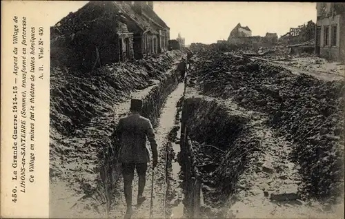 Ak Lihons en Santerre Somme, Village apres le bombardement, Kriegszerstörung 1. WK