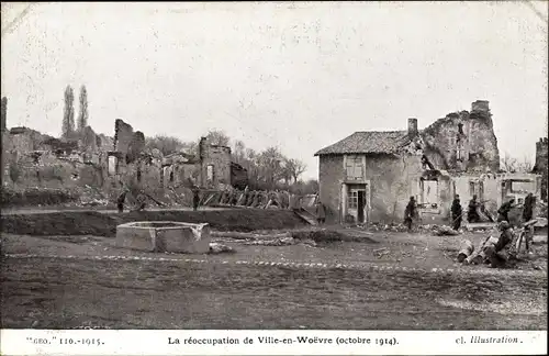 Ak Ville en Woëvre Meuse, Kriegszerstörung 1. WK 1914