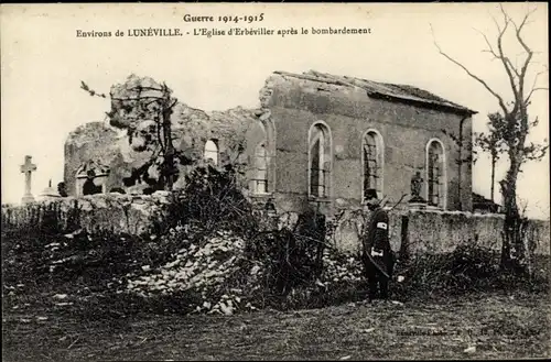 Ak Luneville Meurthe et Moselle, L'Eglise, apres le bombardement, Kriegszerstörung 1. WK