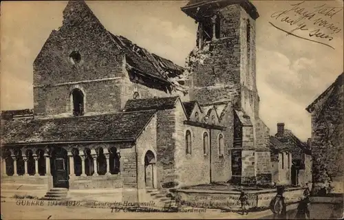 Ak Cauroy-lès-Hermonville Marne, L'Eglise, apres le bombardement, Kriegszerstörung 1. WK