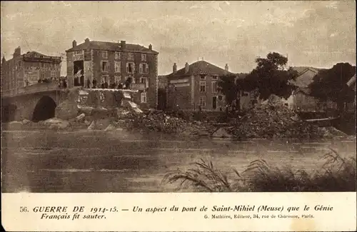 Ak Saint Mihiel Meuse, Le pont, Kriegszerstörung 1. WK