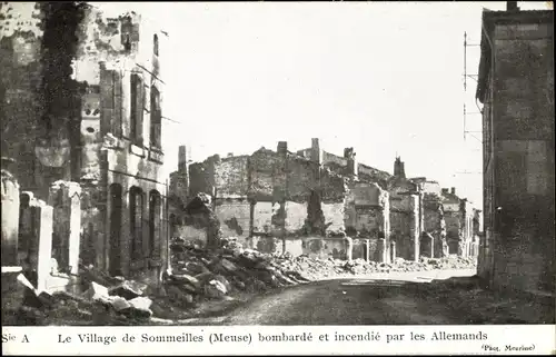 Ak Sommeilles Meuse, Le Village apres le bombardement, Kriegszerstörung 1. WK