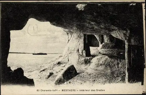 Ak Meschers Charente Maritime, Interieur des Grottes