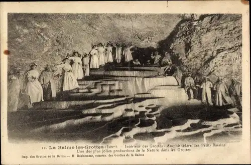 Ak La Balme Isère, Interieur des Grottes, Amphitheatre des Petits Bassins