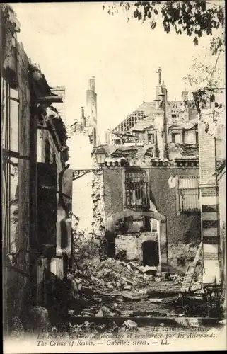 Ak Reims Marne, La Rue de la Gabelle, Kriegszerstörungen