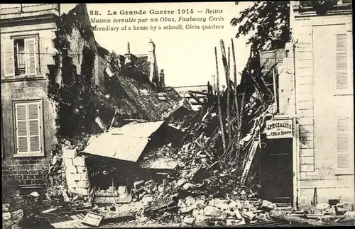 Ak Reims Marne, Faubourg Ceres, Ruines, Kriegszerstörung I. WK