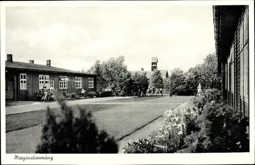 Ak Hesel Ostfriesland, Ev.-Lutherisches Kinder-und Altenheim, Morgenstimmung, Garten