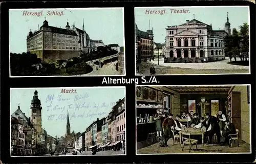 Ak Altenburg in Thüringen, Schloss, Theater, Markt, Skat
