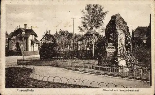 Ak Essen im Ruhrgebiet, Altenhof mit Krupp-Denkmal