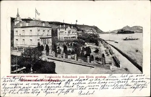 Ak Rolandseck Remagen am Rhein, Totalansicht vom Rhein aus gesehen, Hotel Bellevue