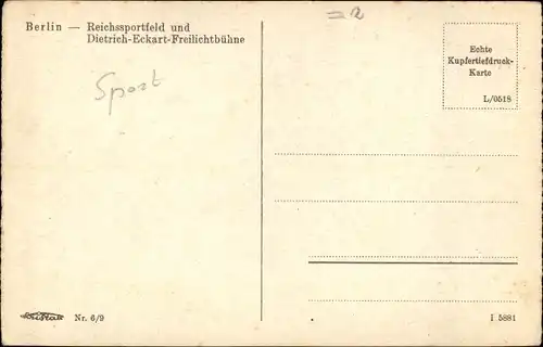 Ak Berlin Charlottenburg Westend, Fliegeraufnahme, Reichssportfeld, Dietrich Eckart Freilichtbühne