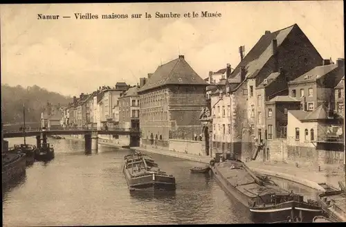 Ak Namur Wallonien, Vieilles maisons sur la Sambre et le Meuse
