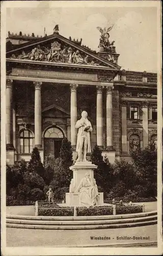 Ak Wiesbaden in Hessen, Schiller-Denkmal