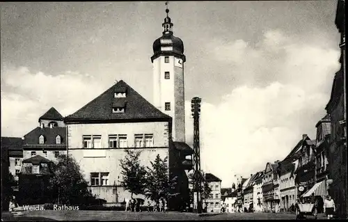 Ak Weida in Thüringen, Rathaus, Geschäfte