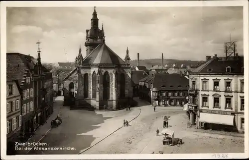 Ak Zweibrücken in der Pfalz, Bei der Alexanderkirche, Geschäfte