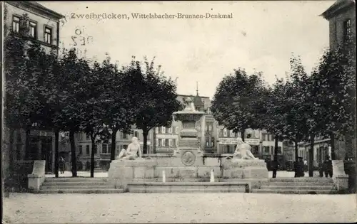 Ak Zweibrücken in der Pfalz, Wittelsbacher-Brunnen-Denkmal