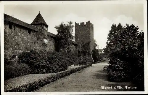 Ak Worms am Rhein, Torturm